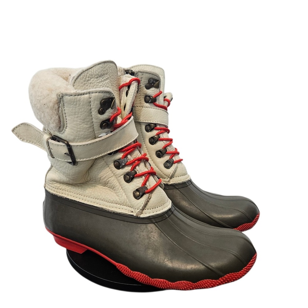 Sperry J.Crew Limited Edition Duck Winter Boots Leather /Wool Fur Lining Snow